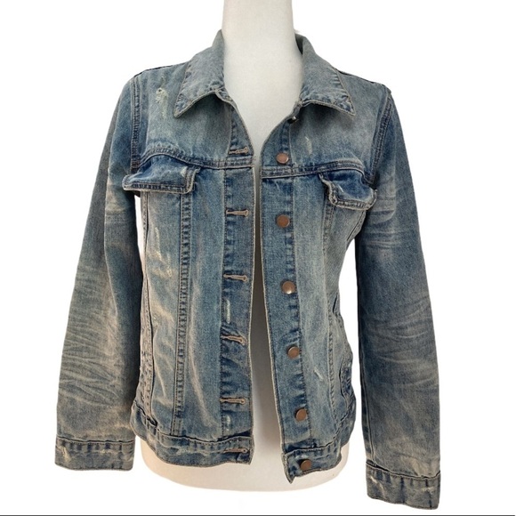 One x One Teaspoon Oversized Distressed Denim Jacket - Picture 5 of 11